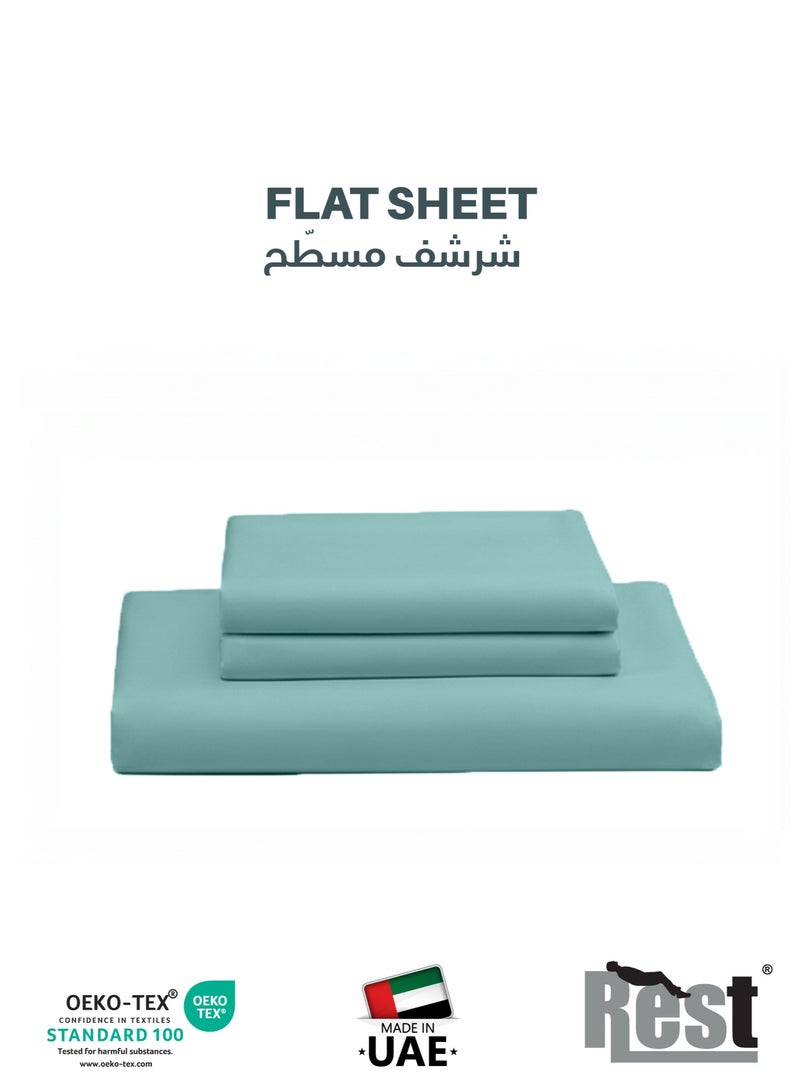 REST 3-Piece Teal Plush 200x220  Flat Bedsheet Set Includes 1 Deep Pocket Flat Bedsheet and 2 Pillow Covers, Breathable and Machine Washable - Image 1